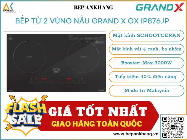 Bếp từ 2 vùng nấu Grand X GX IP876JP - Made In Malaysia